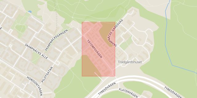 Karta som med röd fyrkant ramar in Skogskyrkogården, Tätorpsvägen, Bogårdsvägen, Stockholm, Stockholms län