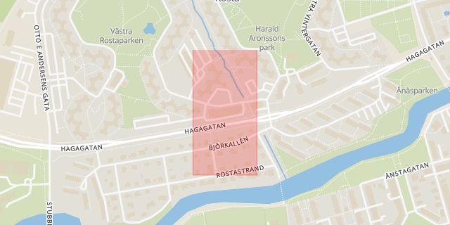 Karta som med röd fyrkant ramar in Coop Nära, Rosta, Västra Vintergatan, Örebro, Örebro län
