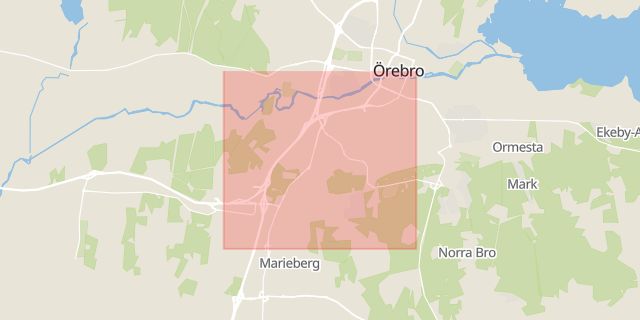 Karta som med röd fyrkant ramar in Adolfsberg, Örebro, Örebro län