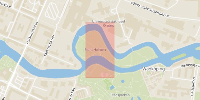 Karta som med röd fyrkant ramar in Holmen, Örebro, Örebro län