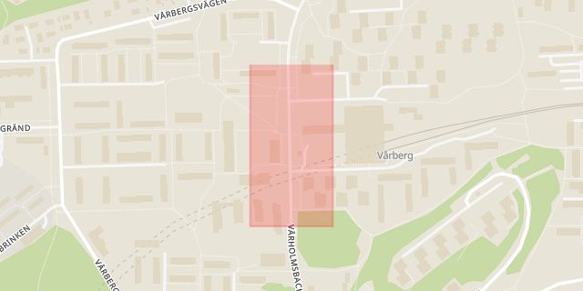 Karta som med röd fyrkant ramar in Vårbergs Centrum, Stockholm, Stockholms län