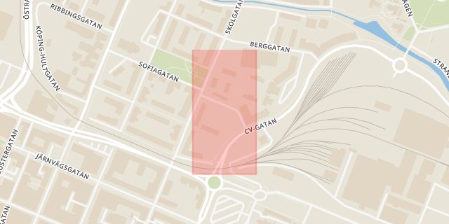 Karta som med röd fyrkant ramar in Honolulugatan, Örebro, Örebro län