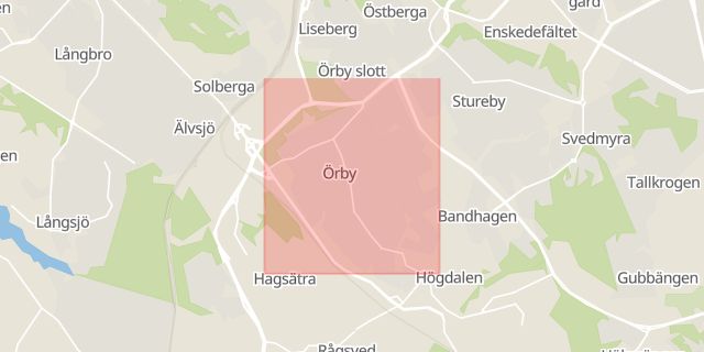Karta som med röd fyrkant ramar in Örby, Stockholm, Stockholms län