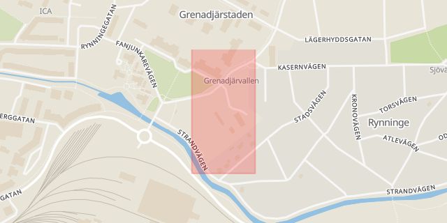 Karta som med röd fyrkant ramar in Rynninge, Örebro, Örebro län