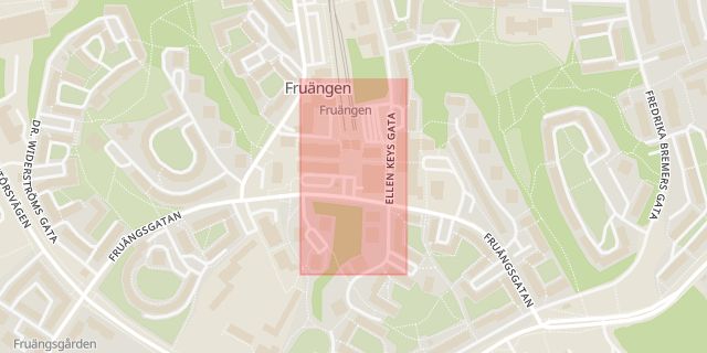 Karta som med röd fyrkant ramar in Fruängsplan, Stockholm, Stockholms län