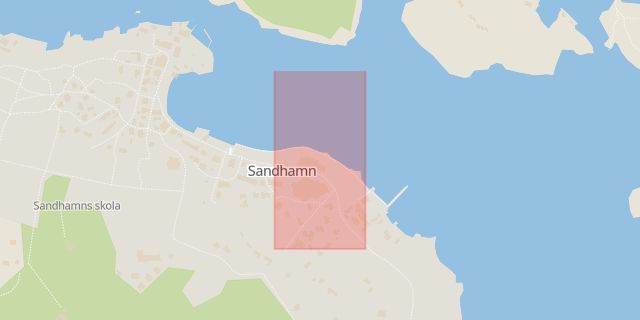 Karta som med röd fyrkant ramar in Gästhamnen, Sandhamn, Värmdö