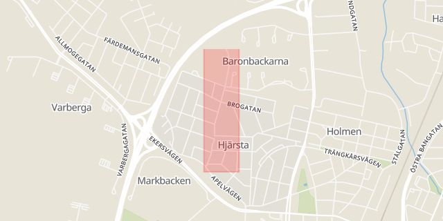 Karta som med röd fyrkant ramar in Hjärsta, Vivalla, Örebro, Örebro län