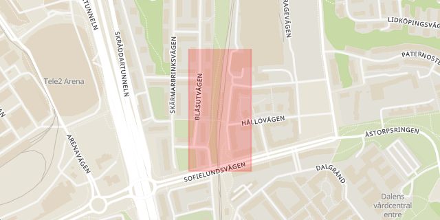 Karta som med röd fyrkant ramar in Blåsut, Stockholm, Stockholms län