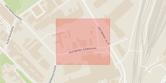 Karta som med röd fyrkant ramar in Västberga Gårdsväg, Stockholm, Stockholms län