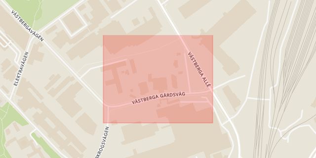 Karta som med röd fyrkant ramar in Västberga Gårdsväg, Stockholm, Stockholms län