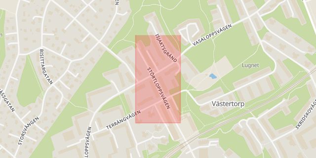 Karta som med röd fyrkant ramar in Apotek, Västertorp, Störtloppsvägen, Stockholm, Stockholms län
