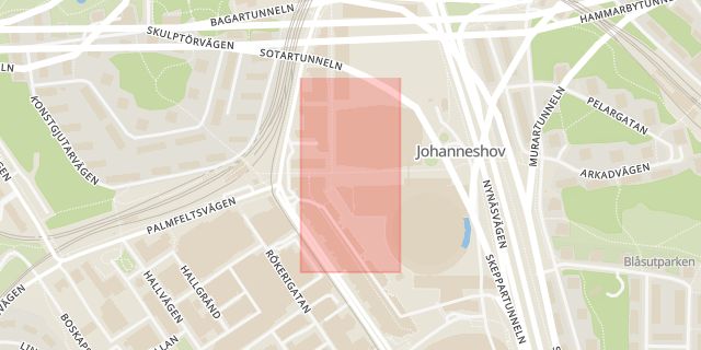 Karta som med röd fyrkant ramar in Globentorget, Stockholm, Stockholms län