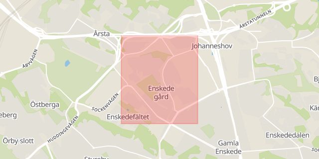 Karta som med röd fyrkant ramar in Enskede Gård, Stockholm, Stockholms län