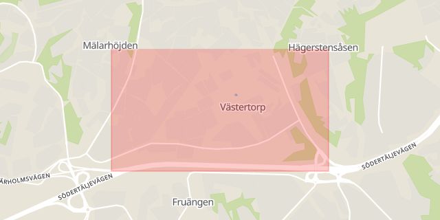 Karta som med röd fyrkant ramar in Västertorp, Stockholm, Stockholms län