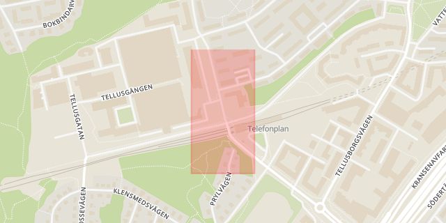 Karta som med röd fyrkant ramar in Telefonplan, Stockholm, Stockholms län