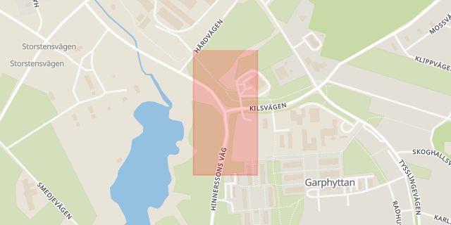 Karta som med röd fyrkant ramar in Garphyttan, Örebro, Örebro län