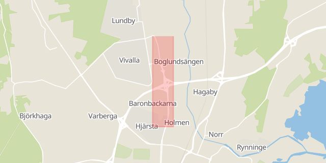 Karta som med röd fyrkant ramar in Lundby, Hedgatan, Örebro, Örebro län