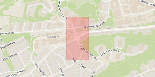 Karta som med röd fyrkant ramar in Axelsberg, Stockholm, Stockholms län