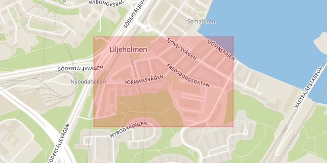 Karta som med röd fyrkant ramar in Årstadal, Stockholm, Stockholms län