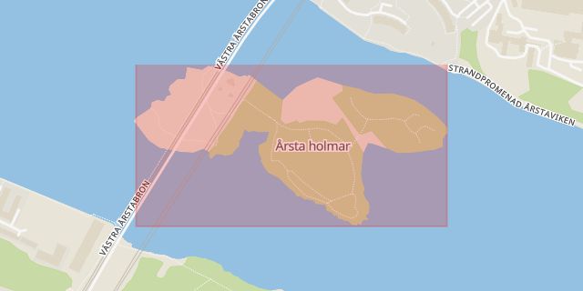 Karta som med röd fyrkant ramar in Årsta Holmar, Stockholm, Stockholms län