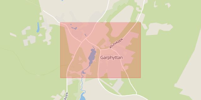 Karta som med röd fyrkant ramar in Garphyttan, Örebro, Örebro län