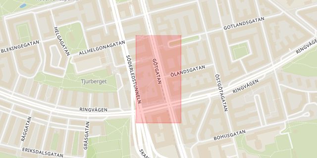 Karta som med röd fyrkant ramar in Ringens, Tuben, Stockholm, Stockholms län