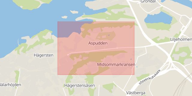 Karta som med röd fyrkant ramar in Örnsberg, Stockholm, Stockholms län