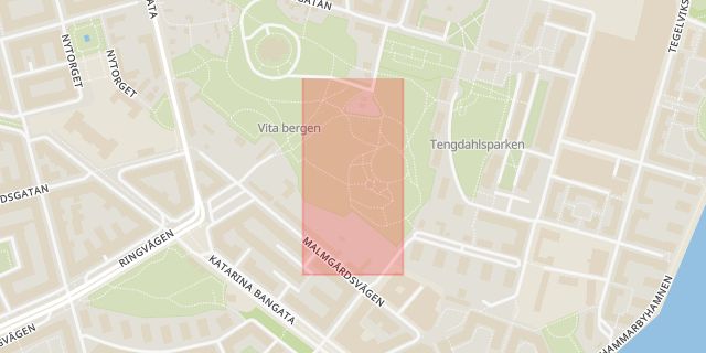 Karta som med röd fyrkant ramar in Södermalm, Vitabergsparken, Stockholm, Stockholms län