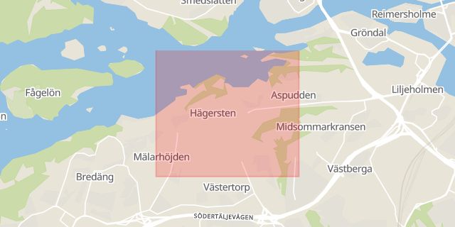 Karta som med röd fyrkant ramar in Örnsberg, Stockholm, Stockholms län