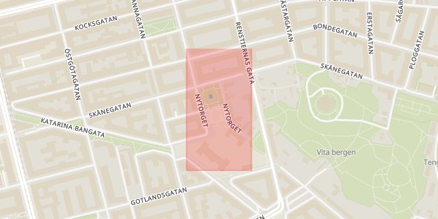 Karta som med röd fyrkant ramar in Nytorget, Stockholm, Stockholms län