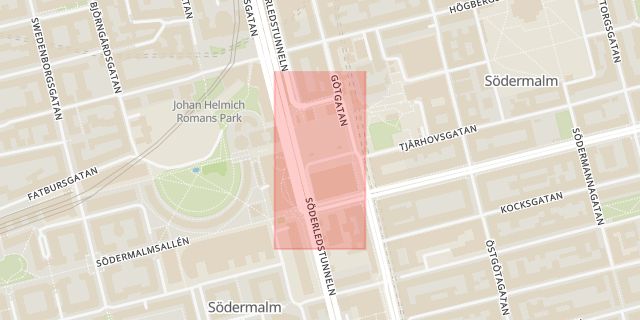 Karta som med röd fyrkant ramar in Medborgarplatsen, Stockholm, Stockholms län