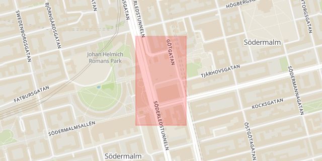 Karta som med röd fyrkant ramar in Medborgarplatsen, Södermalm, Stockholm, Stockholms län