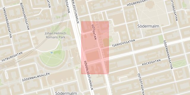 Karta som med röd fyrkant ramar in Södermalm, Medborgarplatsen, Stockholm, Stockholms län