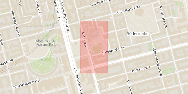 Karta som med röd fyrkant ramar in Björns Trädgård, Stockholm, Stockholms län