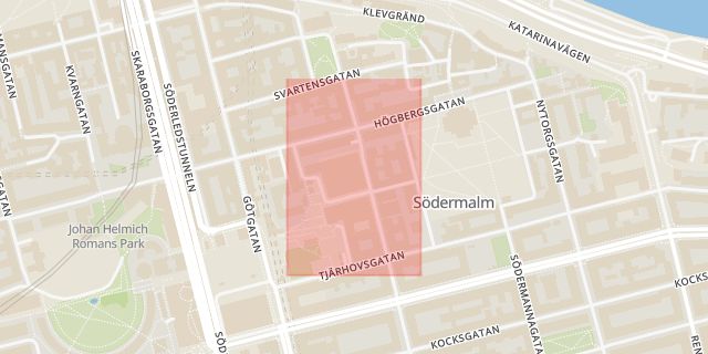 Karta som med röd fyrkant ramar in Södermalm, Kapellgränd, Stockholm, Stockholms län
