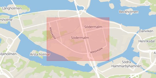 Karta som med röd fyrkant ramar in Ringvägen, Stockholm, Stockholms län
