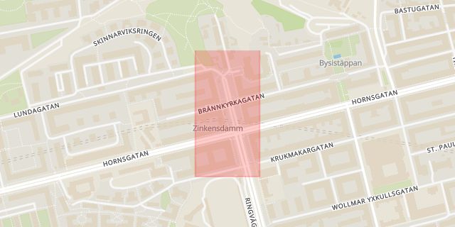 Karta som med röd fyrkant ramar in Zinkensdamm, Stockholm, Stockholms län