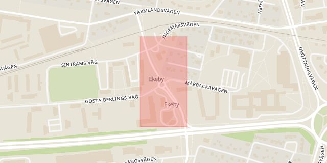 Karta som med röd fyrkant ramar in Ekeby, Karlskoga, Örebro län
