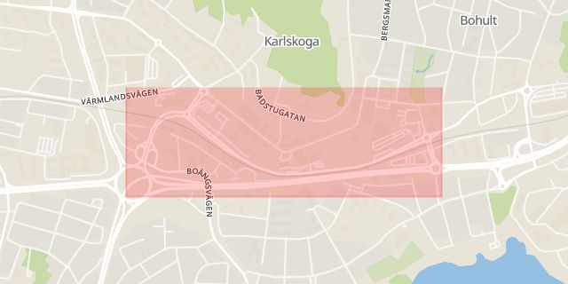 Karta som med röd fyrkant ramar in Bohult, Centrumleden, Karlskoga, Örebro län