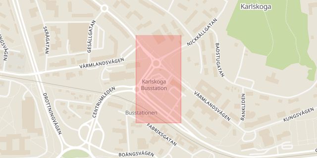 Karta som med röd fyrkant ramar in Väse, Karlskoga, Karlstad, Örebro län