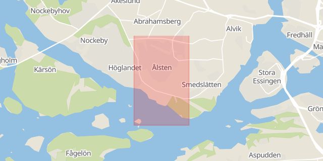 Karta som med röd fyrkant ramar in Gästhus, Ålsten, Stockholm, Stockholms län