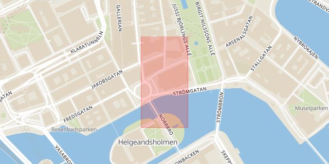 Karta som med röd fyrkant ramar in Kungliga Operan, Stockholm, Stockholms län