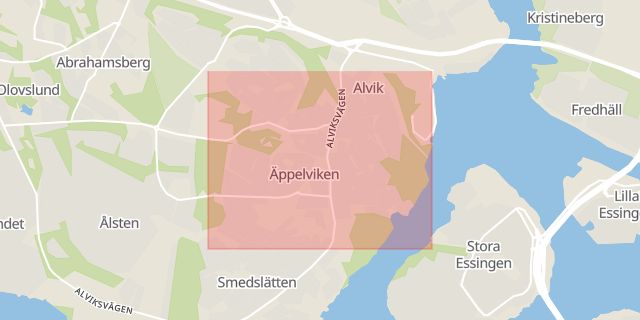 Karta som med röd fyrkant ramar in Äppelviken, Stockholm, Stockholms län