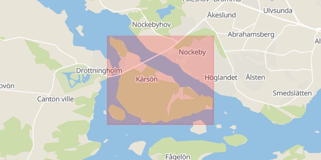 Karta som med röd fyrkant ramar in Kärsön, Stockholm, Ekerö, Stockholms län