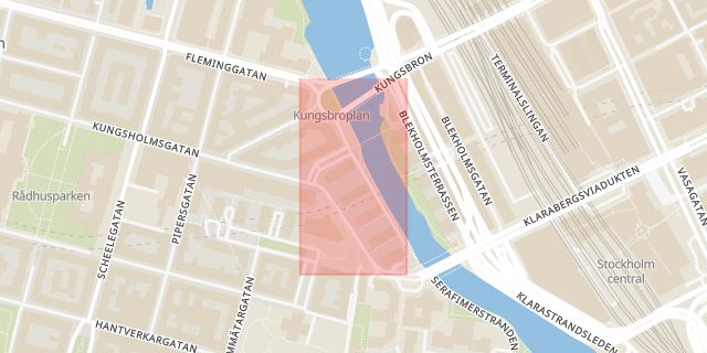 Karta som med röd fyrkant ramar in Kungsbro Strand, Stockholm, Stockholms län