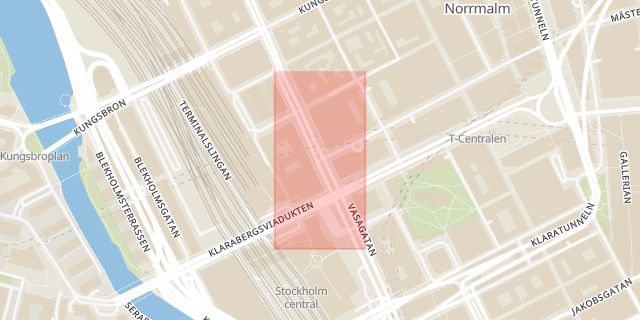 Karta som med röd fyrkant ramar in Vasaplan, Stockholm, Stockholms län
