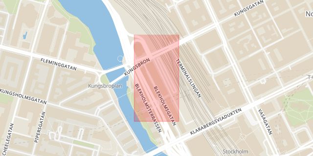 Karta som med röd fyrkant ramar in Centralen, Stockholm, Stockholms län