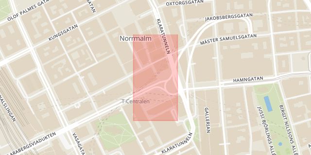 Karta som med röd fyrkant ramar in Sergelarkaden, Stockholm, Stockholms län