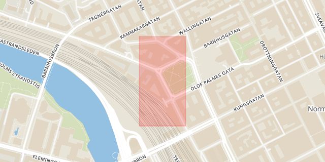 Karta som med röd fyrkant ramar in Stockholm City, Kungsholmstorg, Norra Bantorget, Stockholms län