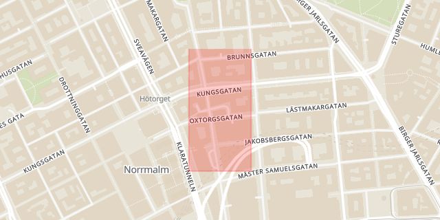 Karta som med röd fyrkant ramar in Oxtorget, Stockholm, Stockholms län